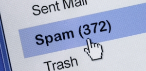 A screenshot of an email account's Spam foider
