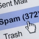 A screenshot of an email account's Spam foider
