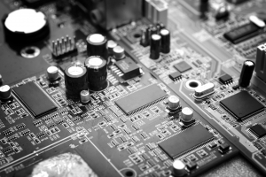 Upclose picture of a motherboard